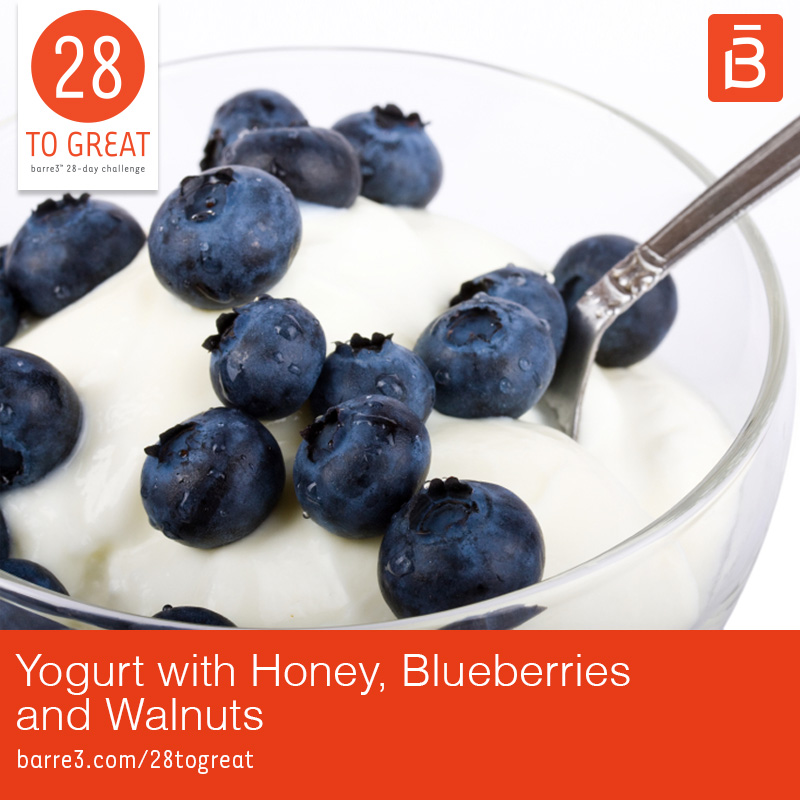 Plain Yogurt with Honey, Blueberries, & Walnuts