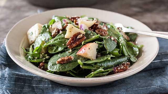 Spinach Apple + Pecan Salad