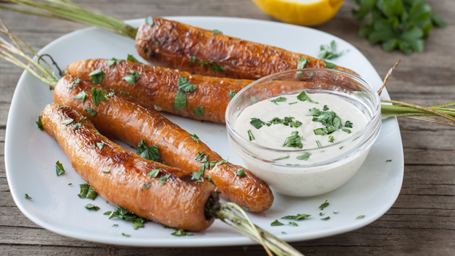 Introducing: The New Thanksgiving Classics—Roasted Carrots With Herb Tahini Sauce