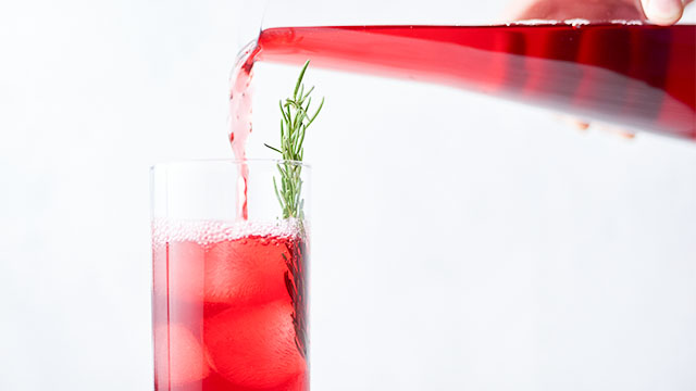 Pomegranate + Cranberry Punch with Rosemary