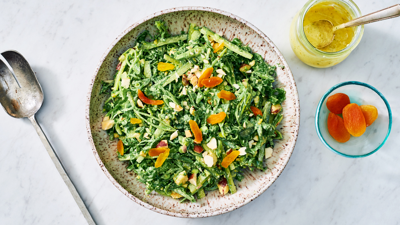 Snap Pea and Spicy Green Slaw with Apricot  Dressing