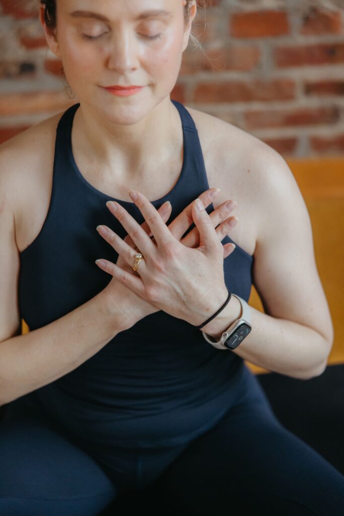 Kate Potterfield barre3 instructor meditating